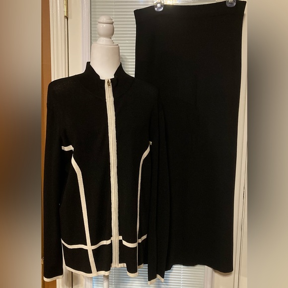 Como Vintage Sweaters - Black and cream 2pc sweater skirt outfit